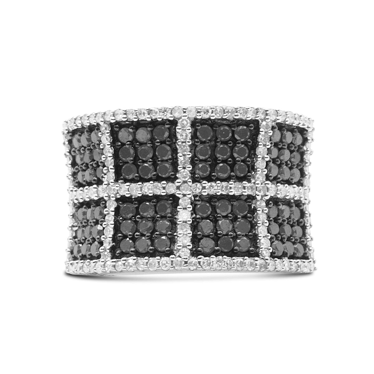 14K White Gold 1 1/2 Cttw White and Treated Black Diamond Cocktail Ring (H-I Color, I1-I2 Clarity) - JackiEaslick