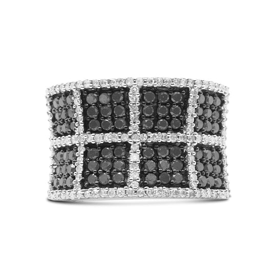 14K White Gold 1 1/2 Cttw White and Treated Black Diamond Cocktail Ring (H-I Color, I1-I2 Clarity) - JackiEaslick