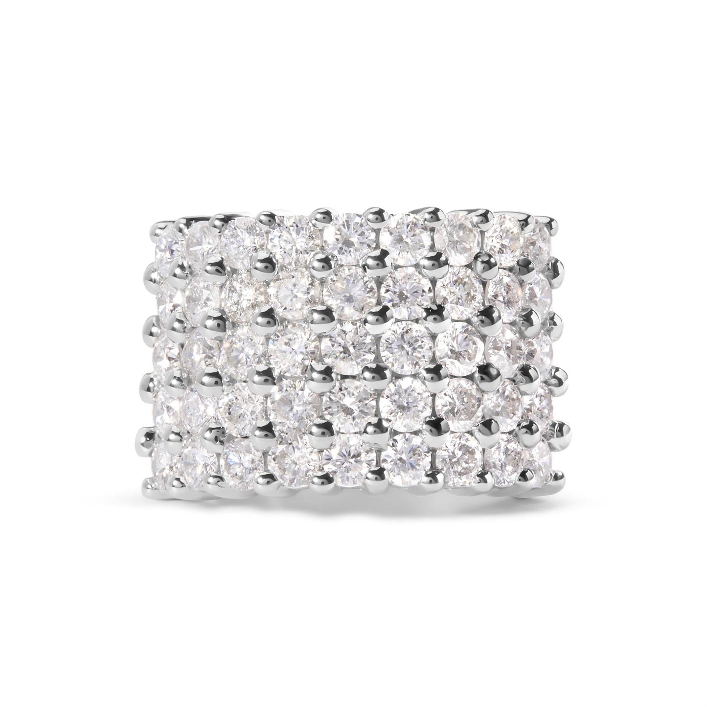 14k White Gold 4.0 Cttw Diamond 5 Row Ring Band (I-J Color, I1-I2 Clarity)
