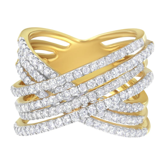 10KT Yellow Gold Diamond Bypass Ring (1 5/8 cttw, H-I Color, SI2-I1 Clarity) - JackiEaslick