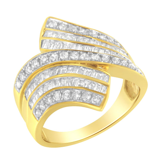 10K Yellow Gold Diamond Bypass Ring (1 1/7 Cttw, I-J Color, I1-I2 Clarity) - JackiEaslick