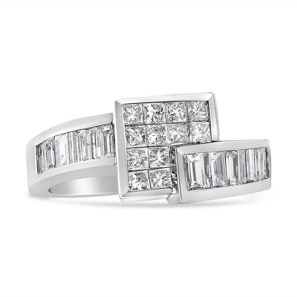 14K Gold 1 1/2 Cttw Channel-Set Princess and Baguette-Cut Diamond Bypass Ring Band (G-H Color, SI2-I1 Clarity) - JackiEaslick
