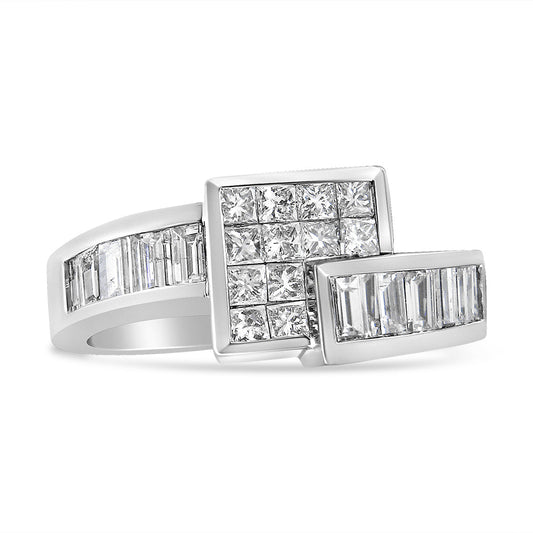 14K Gold 1 1/2 Cttw Channel-Set Princess and Baguette-Cut Diamond Bypass Ring Band (G-H Color, SI2-I1 Clarity) - JackiEaslick