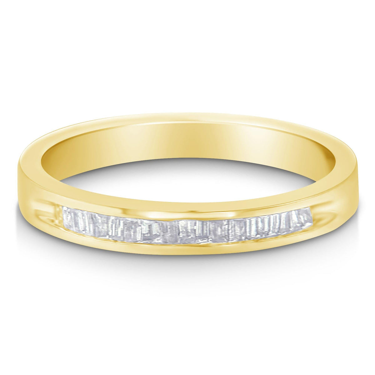 10K Yellow Gold over .925 Sterling Silver 1/5 Cttw Diamond Channel-Set Stackable Band Ring (H-I Color, I1-I2 Clarity) - JackiEaslick