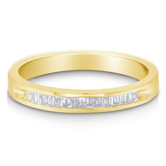 10K Yellow Gold over .925 Sterling Silver 1/5 Cttw Diamond Channel-Set Stackable Band Ring (H-I Color, I1-I2 Clarity) - JackiEaslick
