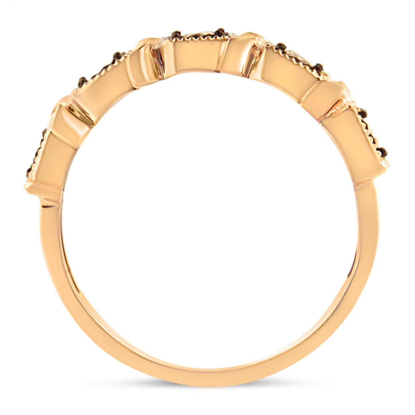 10K Rose Gold Flashed .925 Sterling Silver Miracle-Set 1/4 Cttw Diamond 5-Stone Band Ring  (J-K Color, I1-I2 Clarity)