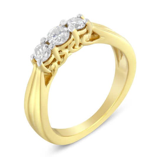10K Yellow Gold Three-stone Diamond Ring (0.50 cttw, J-K Color, I2-I3 Clarity) - JackiEaslick