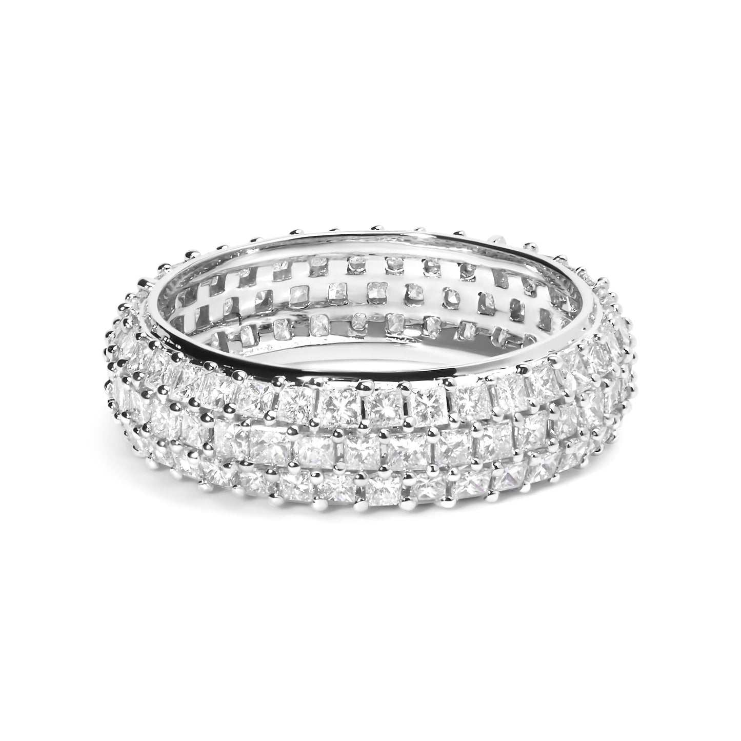 14K White Gold 2 1/4 Cttw Princess Diamond 3 Row Eternity Band Ring (H-I Color, SI1-SI2 Clarity)