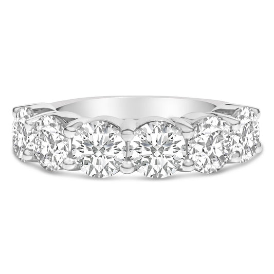 14K White Gold 3.0 Cttw Lab-Grown Diamond Shared Prong Set 6 Stone Band Ring