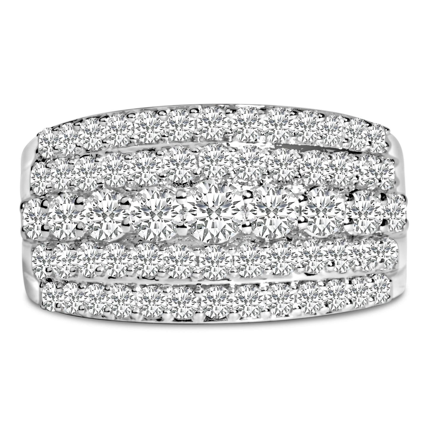 .925 Sterling Silver 2.00 Carat Lab Grown Diamond Multi Row Band Ring