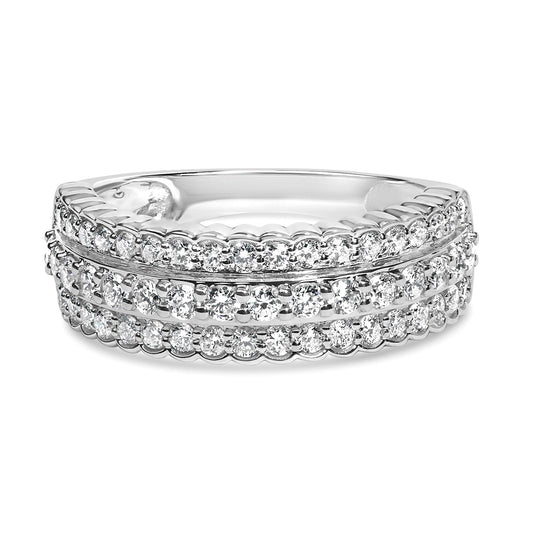 .925 Sterling Silver 1.0 cttw Lab Grown Diamond 3 Row Band Ring (F-G Color, VS1-VS2 Clarity)