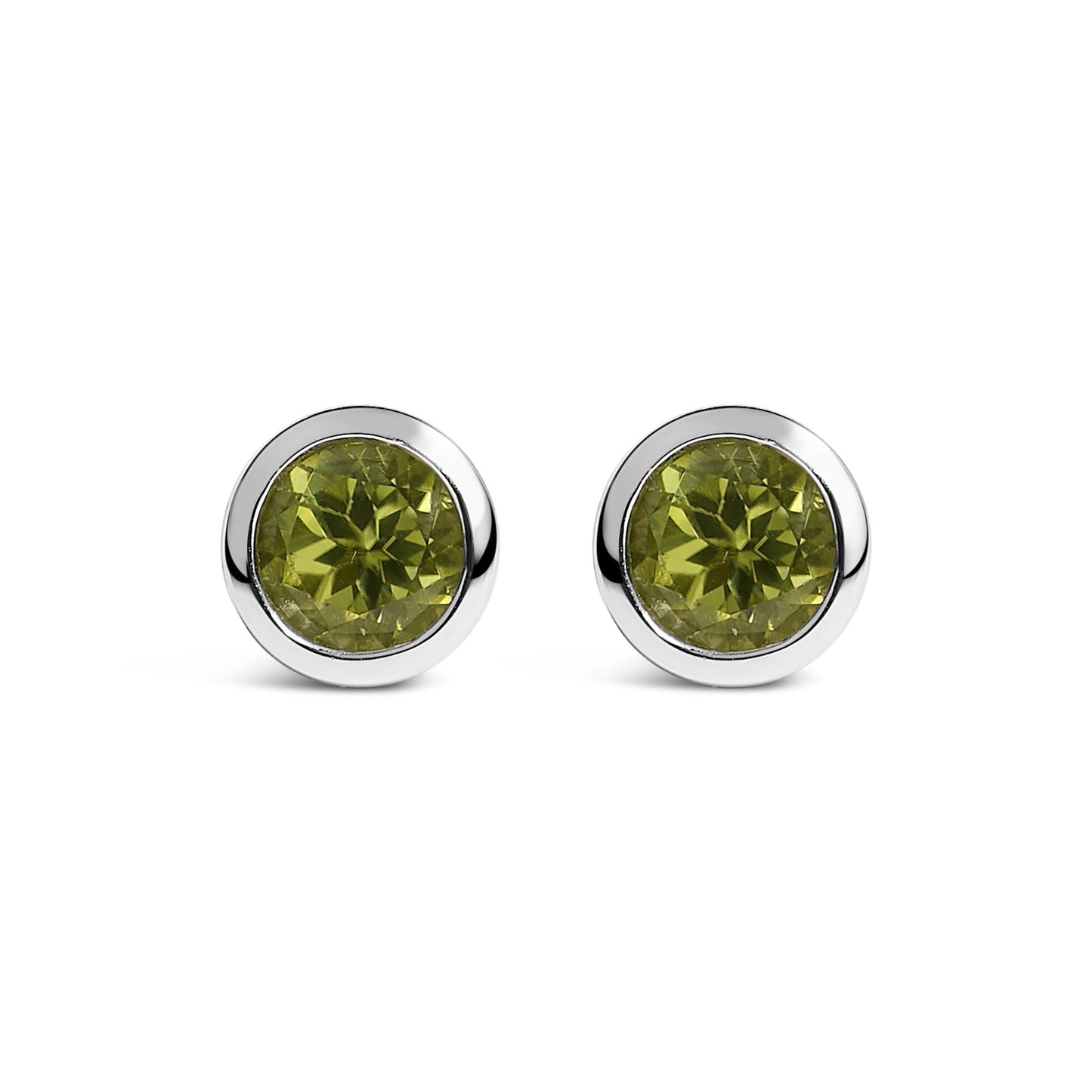 .925 Sterling Silver 6MM Bezel Set Created Gemstone Solitaire Stud Earrings