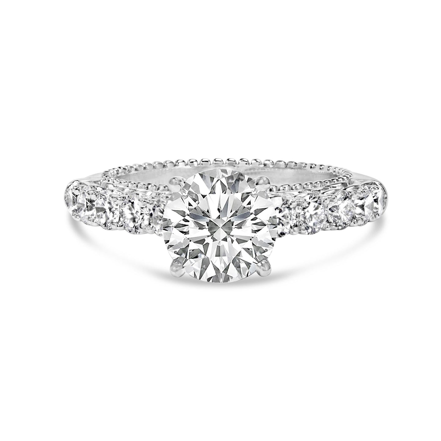 14K White Gold 3 1/5 Cttw Lab Grown Diamond Vintage Style Engagement Ring