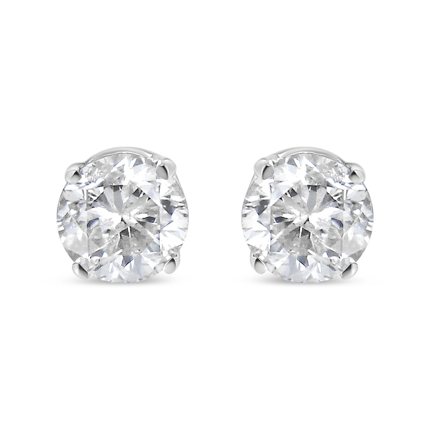 14K White Gold 5/8 Cttw Round Brilliant-Cut Lab Grown Diamond Classic 4-Prong Push back Stud Earrings (F-G Color, VS1-VS2 Clarity)