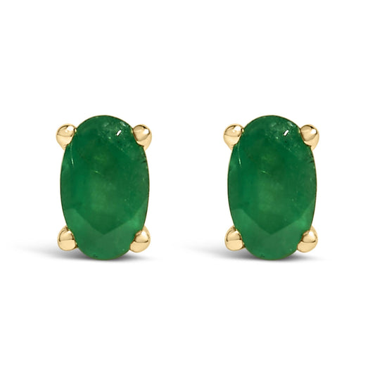 14K Gold Oval Cut Gemstone Birthstone 5x3 mm Stud Earrings