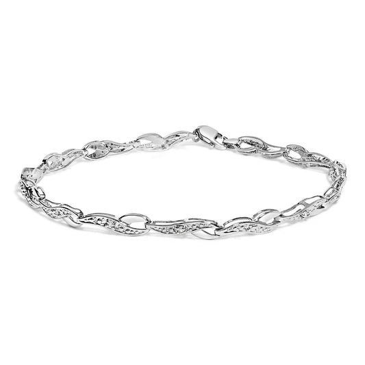 10k White Gold Diamond Accent Spiral Link Bracelet (H-I Color, I3 Clarity) - 7.5" Inches
