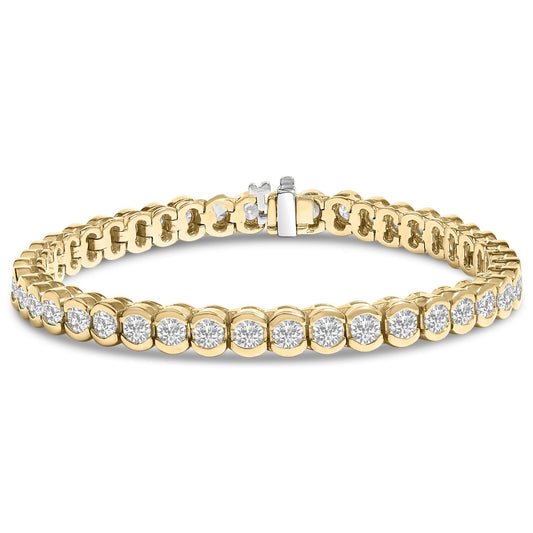 14K Yellow Gold 8.00 Cttw Half Bezel Set Diamond Tennis Bracelet (H-I Color, SI2-I1 Clarity) - 7" Inches