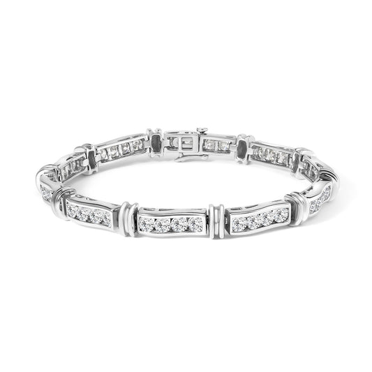 14K White Gold 6 3/4 Cttw Diamond 4 Stone Link Bracelet (H-I Color, I1-I2 Clarity) - 7" Inches