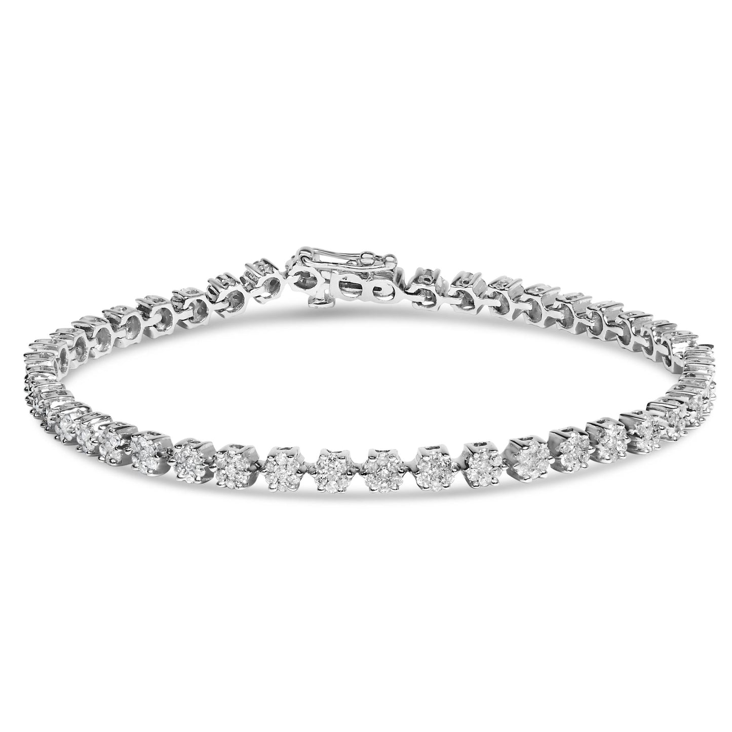 14K White Gold Round-Cut 2.00 cttw Diamond Link Bracelet (H-I Color, I1-I2 Clarity)