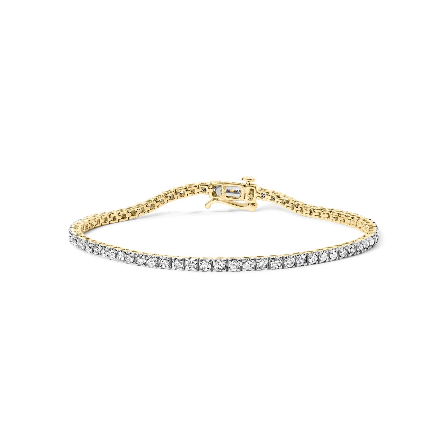 10K Yellow Gold Classic 3.0 Cttw Classic Diamond Tennis Bracelet (J-K Color, I2-I3 Clarity)  - 7.25" Inches