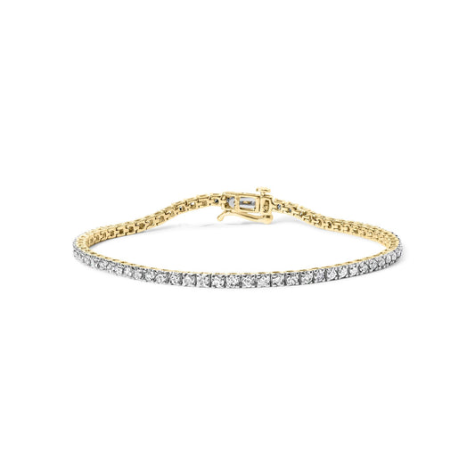 10K Yellow Gold Classic 3.0 Cttw Classic Diamond Tennis Bracelet (J-K Color, I2-I3 Clarity)  - 7.25" Inches