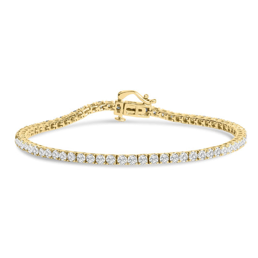 10K Yellow Gold 4.0 Cttw Natural Diamond Tennis Bracelet (K-L Color, I2-I3 Clarity)  - 7.25 " Inches