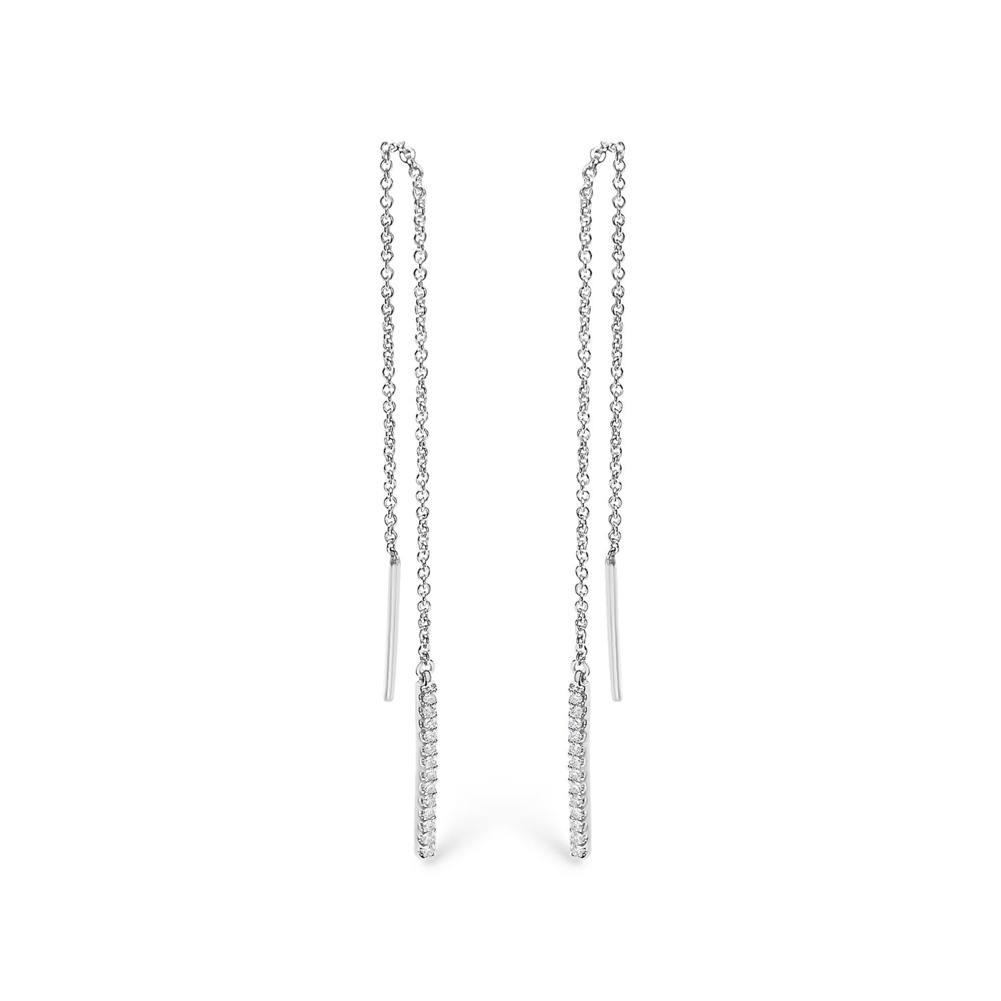 10K White Gold 1/10 Cttw Diamond Threader Earrings