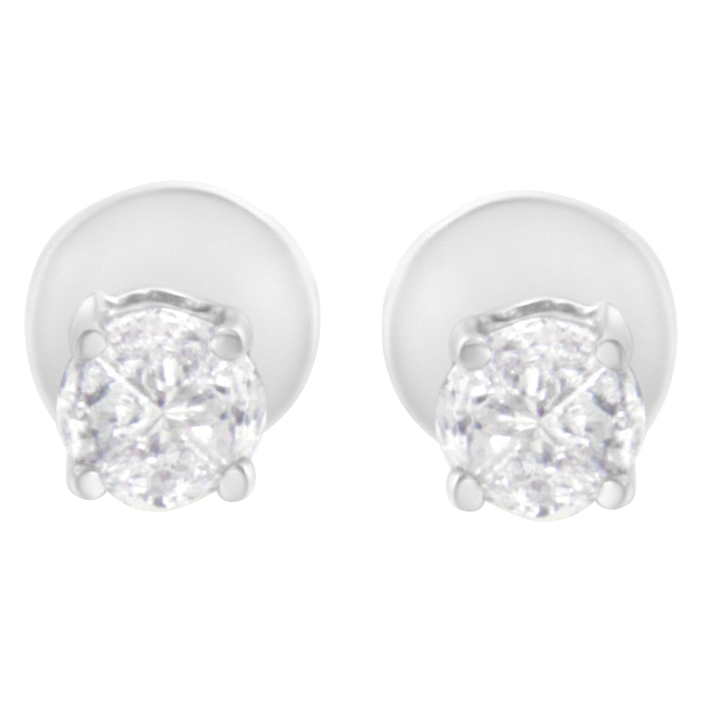 14K White Gold 1/2 Cttw Pie-Cut Diamond Solitaire Stud Earrings (H-I Color, SI1-SI2 Clarity)