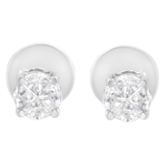 14K White Gold 1/2 Cttw Pie-Cut Diamond Solitaire Stud Earrings (H-I Color, SI1-SI2 Clarity)