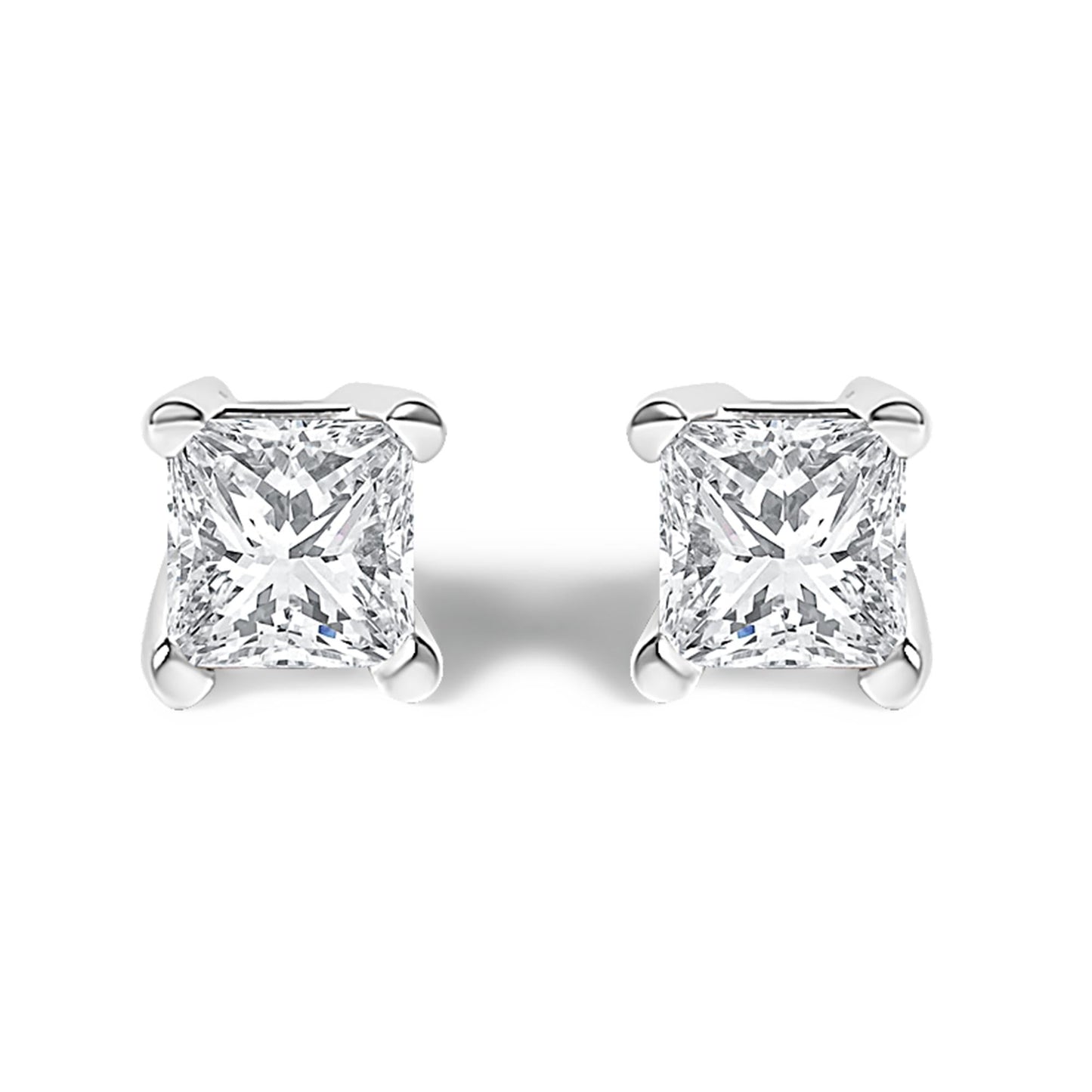 .925 Sterling Silver 1/4 Cttw Princess-Cut Diamond Solitaire Stud Earrings (H-I Color, I3 Clarity)