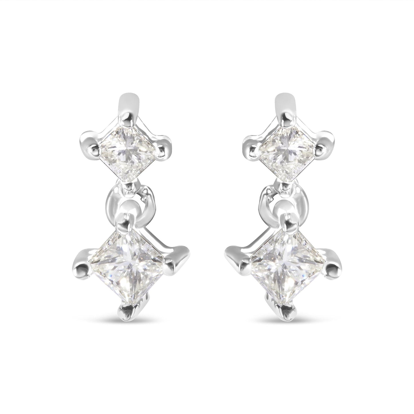 14K White Gold 1/2 cttw Princess Cut Diamond Earrings (H-I Color, SI1-SI2 Clarity)