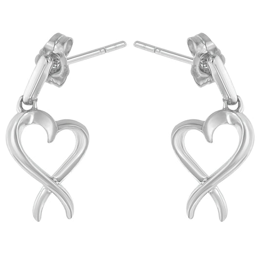 Sterling Silver Dangle-Heart Earrings