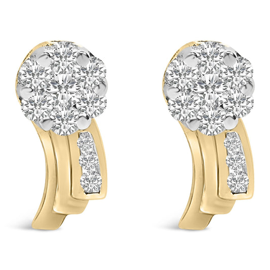 14K Yellow Gold 7/8 cttw Round Cut Diamond Earrings (I-J, SI1-SI2)