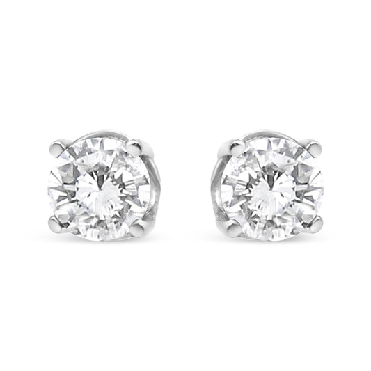 14K White Gold 3/4 Cttw Lab Grown Diamond 4-Prong Classic Stud Earrings (F-G Color, VS2-SI1 Clarity)