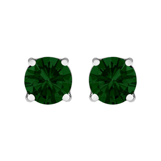 14K Gold Lab Grown Green Diamond Classic Solitaire Stud Earrings