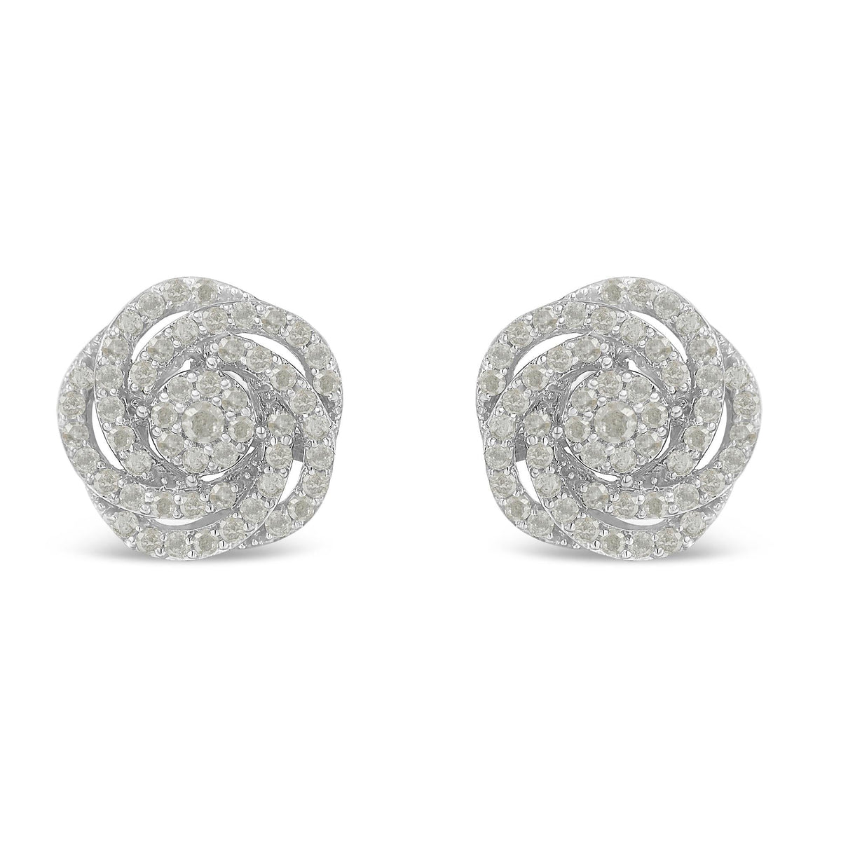 10KT White Gold Diamond Flower Stud Earring (1/2 cttw, I-J Color, I1-I2 Clarity) - JackiEaslick