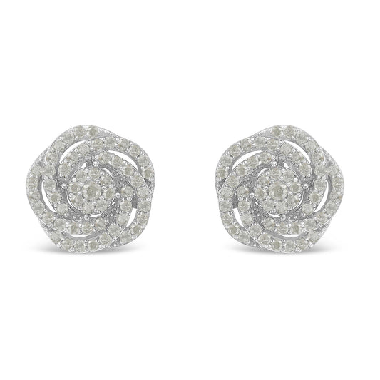 10KT White Gold Diamond Flower Stud Earring (1/2 cttw, I-J Color, I1-I2 Clarity) - JackiEaslick