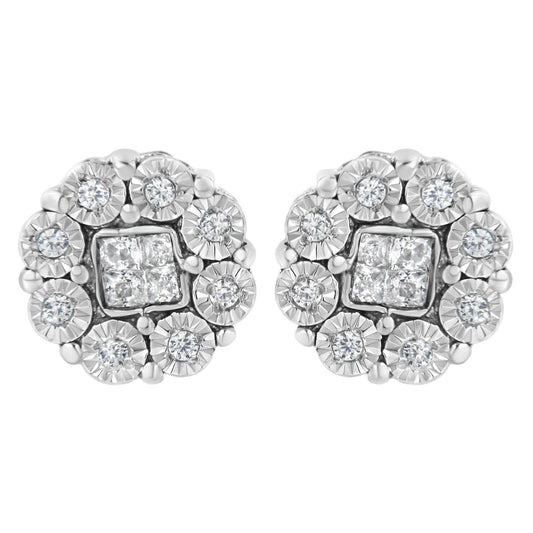 10KT White Gold 1/4ct Diamond Floral Cluster Stud Earring (I-J, I1-I2) - JackiEaslick