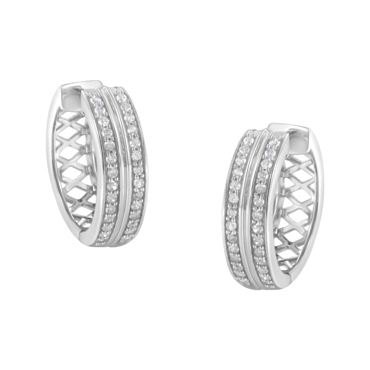 10K White Gold Diamond Hoop Earring (1/2 cttw, I-J Color, I2-I3 Clarity) - JackiEaslick