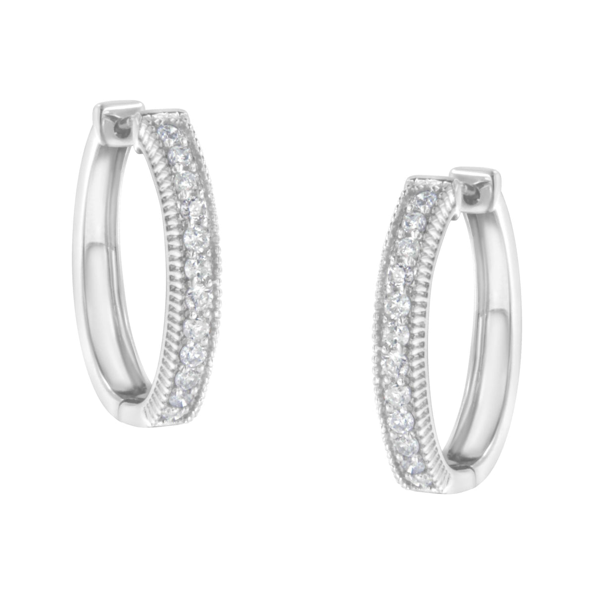 10KT White Gold Diamond Hoop Earring (1.00 cttw, H-I Color, I1-I2 Clarity) - JackiEaslick