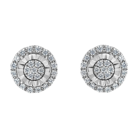 Sterling Silver Diamond Cluster Earrings (1 cttw, I-J Color, I2-I3 Clarity)