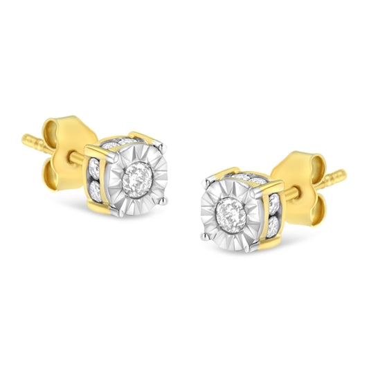 10K Yellow Gold Plated Sterling Silver 1/2 Cttw Miracle Set Diamond Stud Earring (J-K Color, I2-I3 Clarity) - JackiEaslick