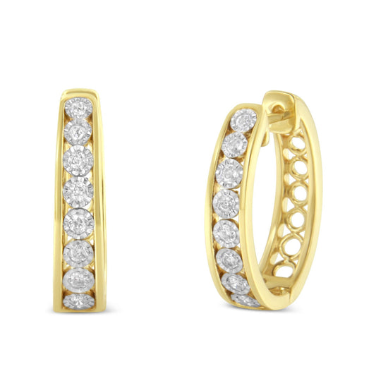 10KT Yellow and White Gold Diamond Hoop Earring (1/2 cttw, J-K Color, I2-I3 Clarity) - JackiEaslick