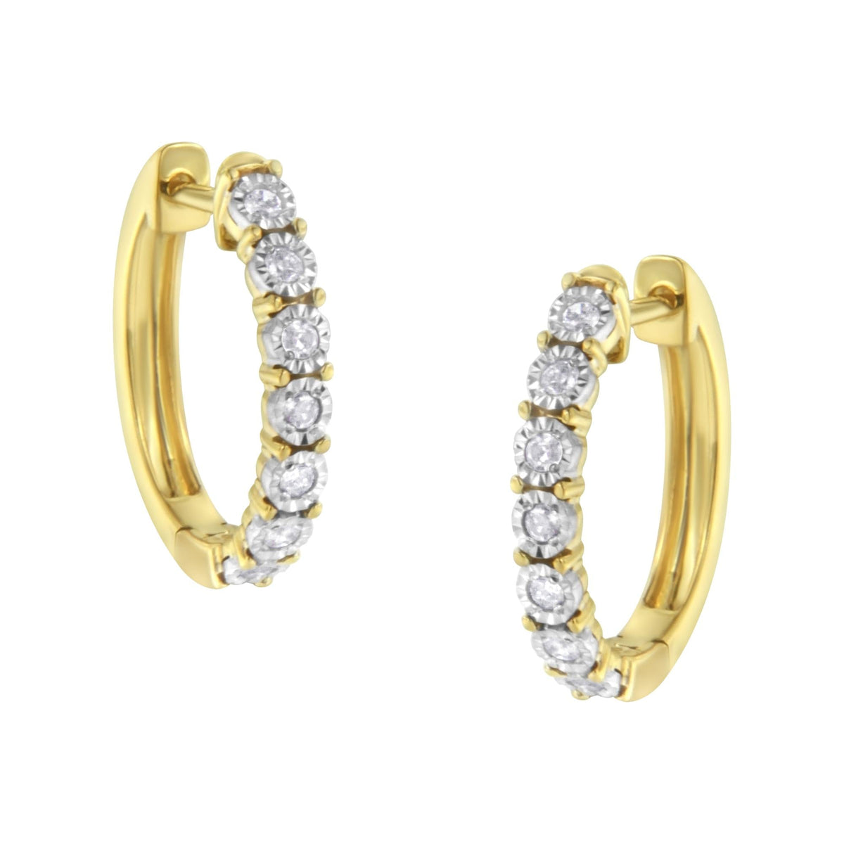 10KT Two-Toned Gold Diamond Hoop Earring (1/4 cttw, J-K Color, I2-I3 Clarity) - JackiEaslick