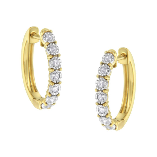 10KT Two-Toned Gold Diamond Hoop Earring (1/4 cttw, J-K Color, I2-I3 Clarity) - JackiEaslick