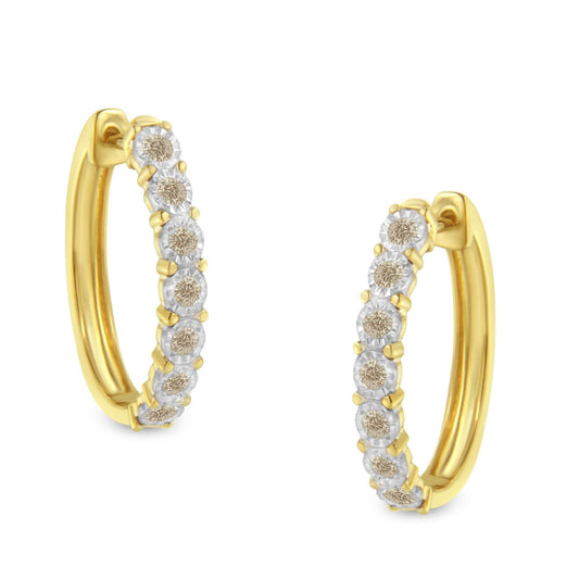 10KT Two-Toned Gold Diamond Hoop Earring (1/2 cttw, J-K Color, I2-I3 Clarity) - JackiEaslick