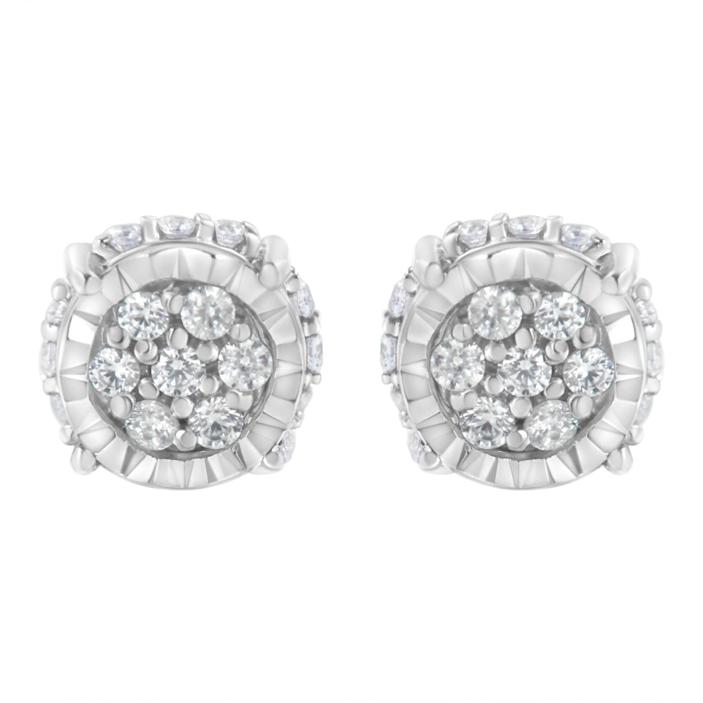 .925 Sterling Silver 1/3 cttw Round-cut Diamond Floral Stud Earring (I-J Clarity, I3 Color)