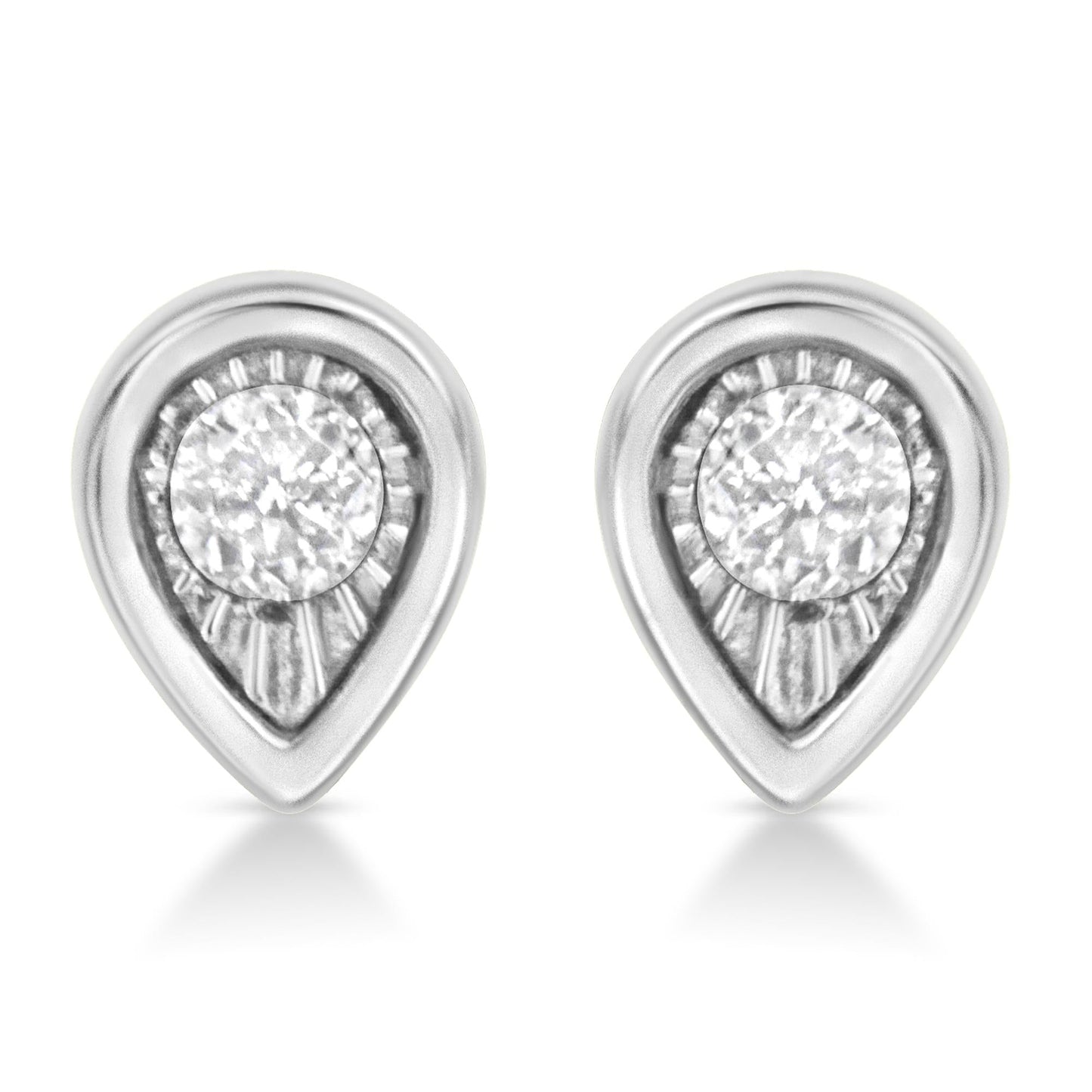 .925 Sterling Silver 1/10 Cttw Miracle-Set Diamond Stud Earrings (I-J Color, I2-I3 Clarity) - Choice of Shapes