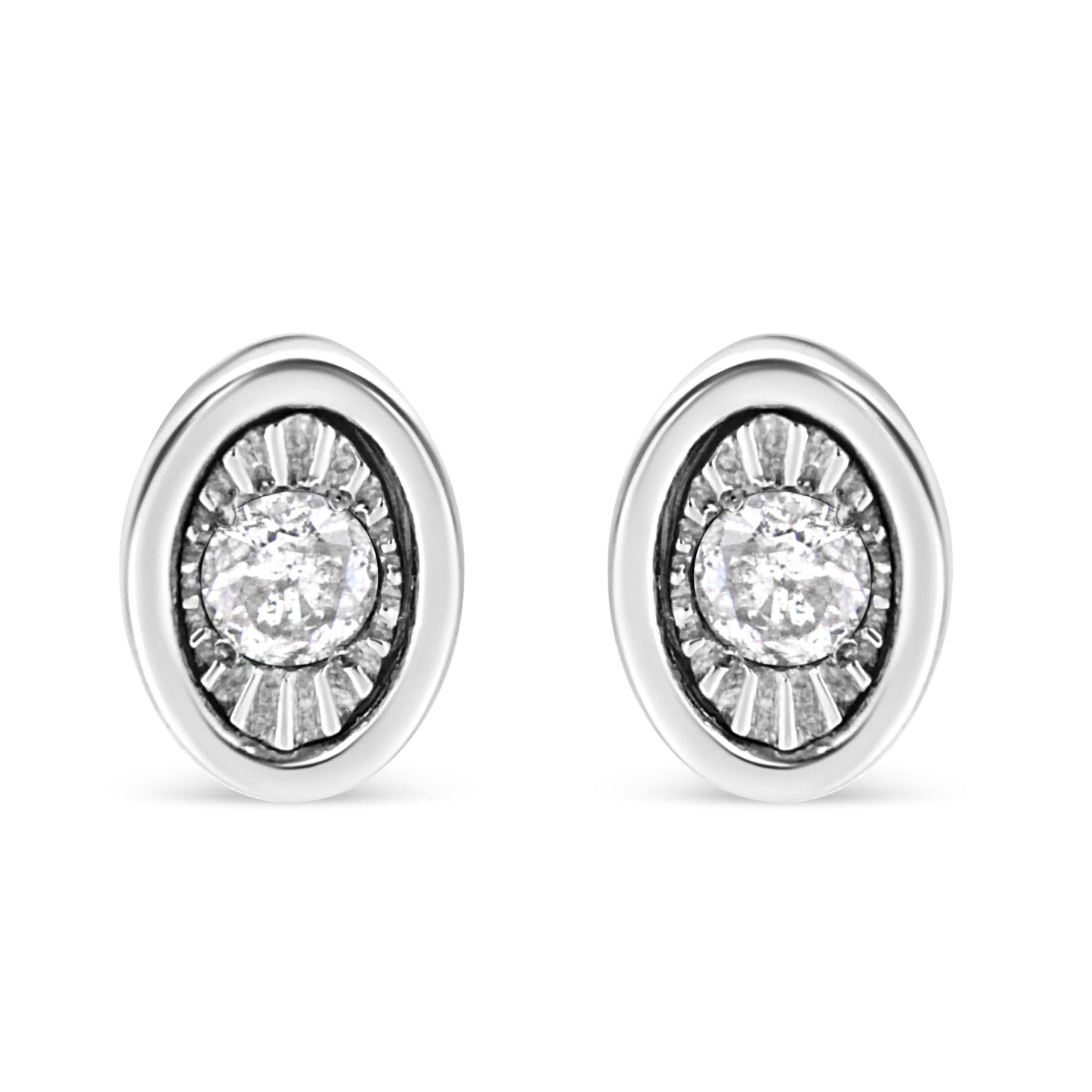 .925 Sterling Silver 1/10 Cttw Miracle-Set Diamond Stud Earrings (I-J Color, I2-I3 Clarity) - Choice of Shapes
