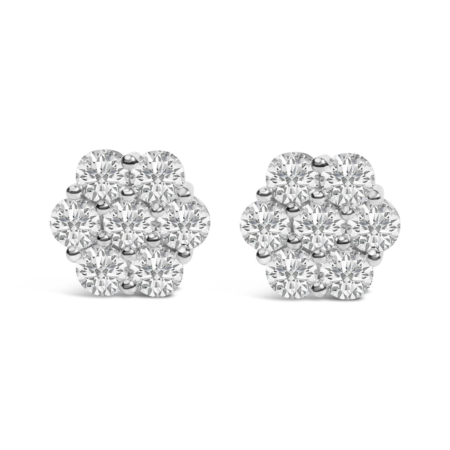 14K White Gold 4 cttw Diamond Flower Earring (H-I Clarity, SI2-I1 Color)